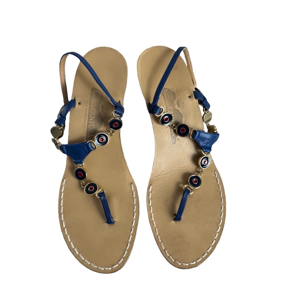 Amedeo Canfora Blue Leather Capri Sandals - Picture 1 of 6